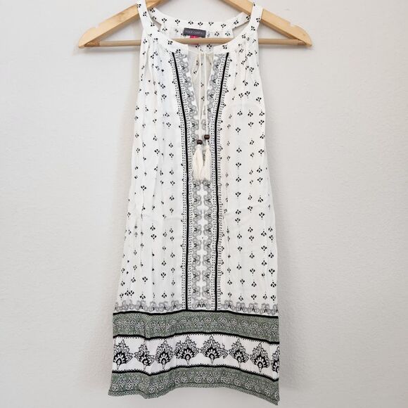 Vince Camuto Ivory Printed Tassel-Front Sleeveless Top | Size S - Picture 1 of 9